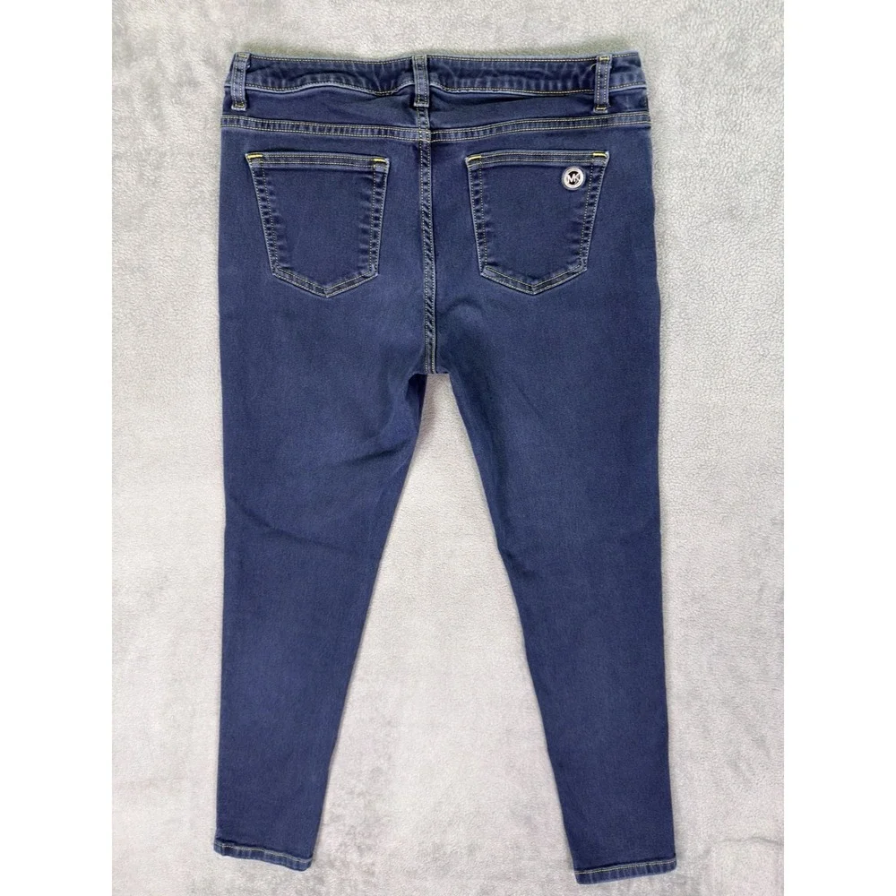 Michael‎ Kors Jeans Womens 10 Blue Dark Wash Denim Mid Rise Izzy Skinny Ankle